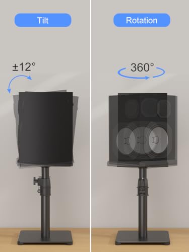 Suptek Desktop Speaker Stand Set, 9.6 x 8.8 inch Trays, 12-18" Height Adjustment and Tilt, Large Audio Holders for Computer and Bookshelf Speakers, Elevated Sound, 2 Pack, Black, SDM001TH - color: Black, size: 9.6" x 8.8" x 18"