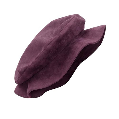 FURPHI Medieval Tudor Flat Cap Faux Suede Beret Hat Renaissance Festival Costume Accessories for Men Women - color: Purple
