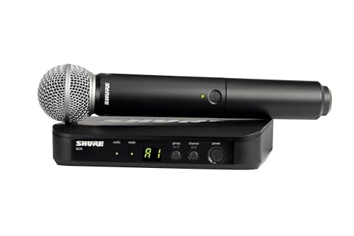 Shure BLX24/SM58 Wireless Vocal Microphone System - H10 Band | 14-hour battery and 300 ft UHF range with SM58 handheld vocal mic and single-channel receiver for live vocals - style: Full System