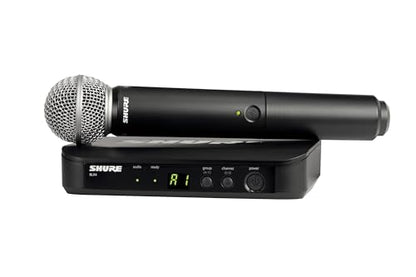 Shure BLX24/SM58 Wireless Vocal Microphone System - H10 Band | 14-hour battery and 300 ft UHF range with SM58 handheld vocal mic and single-channel receiver for live vocals - style: Full System