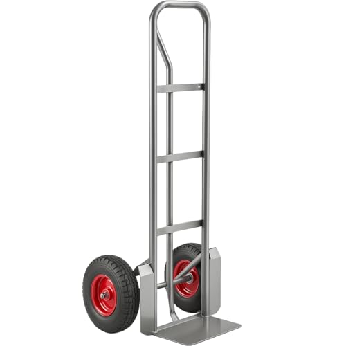 Heavy-Duty Commercial 660 lb Hand Truck Dolly with 13" Pneumatic Wheels, Steel Cart with Handle and Toe Plate, Ideal for Warehouse, Moving, Delivery, Grey - color: Gray, size: 660lb.