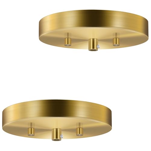 2 Pack 6 Inches Light Canopy Kit with Heavy Duty Replacement Ceiling Cover Plate & Mounting Hardware for Lighting Fixtures Chandelier Pendant Lamp or DIY Project (Brass) - color: Brass, size: 2 Pack