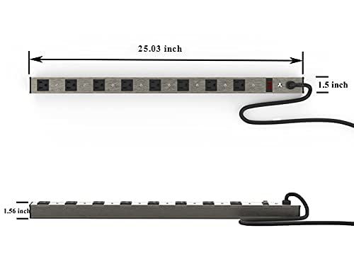 8 Outlets Surged Aluminum Alloy Heavy Duty Metal Socket Power Strip,Oviitech 6-Foot Long Extension Cord with Surge Protection.ETL Certified,Aluminum Alloy Silver with Black Hole. - size: 8 Outlets