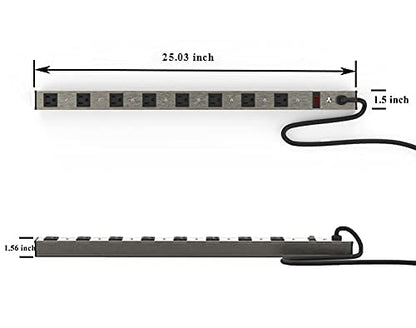 8 Outlets Surged Aluminum Alloy Heavy Duty Metal Socket Power Strip,Oviitech 6-Foot Long Extension Cord with Surge Protection.ETL Certified,Aluminum Alloy Silver with Black Hole. - size: 8 Outlets