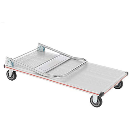 Global Industrial Lightweight Folding Platform Truck, Aluminum, 48"L x 24"W | 600 Lb. Capacity, 2 Swivel & 2 Rigid 5" Rubber Casters, Flatbed Push Cart - size: 49"L x 24"W x 6"H