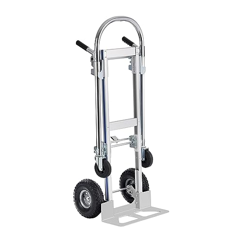 VEVOR Aluminum Truck, 2 in 1, 800 lbs Load Capacity, Heavy Duty Industrial Convertible Folding Hand Truck and Dolly, Utility Cart Converts from Hand Truck to Platform Cart with Rubber Wheels | 2 in 1 Aluminum Truck with Rubber Wheels, Utility Cart Convert