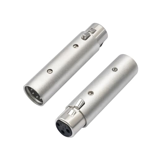 2-Pack XLR-F to XLR-M Adapter, 3 Pin Female to 5 Pin Male DMX Gender Changer, Microphone Adapter with Secure Locking for DMX& Pro Audio - color: 3Pin F to 5Pin M