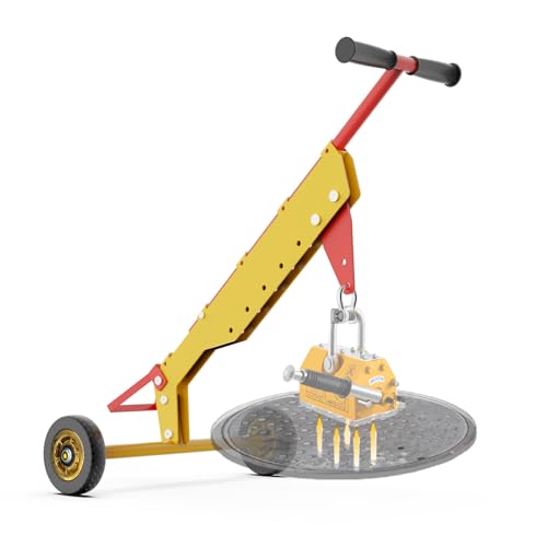 Manhole Cover Lifter with Wheels, Magnet Not Included