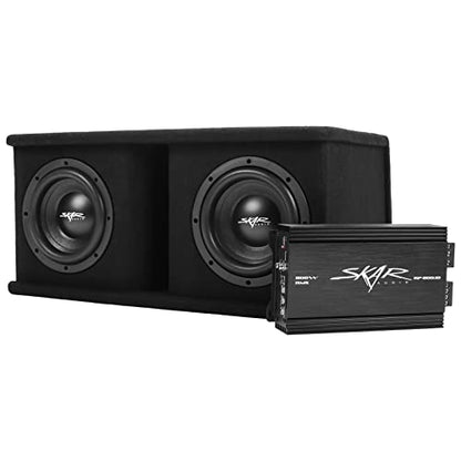 Skar Audio Dual 8" Complete 1,400 Watt SDR Series Subwoofer Bass Package - Includes Loaded Enclosure with Amplifier - size: Dual 8" D4 Loaded Enclosure with Amplifier