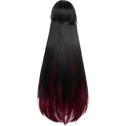 Anime Black Gradient Purple Long Straight Wig with Bangs Women Adult COS Game Cosplay Wigs Halloween,Christmas,Comic con,Game Show,Party - color: Black Purple Gradient