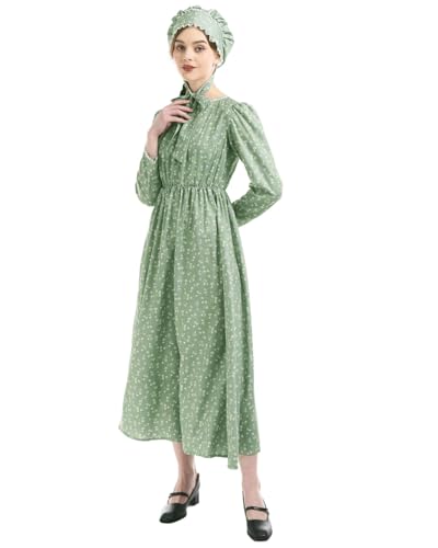 NSPSTT Prairie Dress Women Pioneer Dress Colonial Costume - color: Green-suit, size: Small