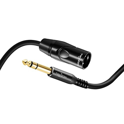 Twozoh XLR Male to 1/4 Inch Jack TRS Cable, Balanced 6.35mm Plug to 3 pin XLR Male, Quarter inch to XLR Stereo Male to Male Guitar Cable 10FT (Profesional/HiFi) - color: Male 1-PACK, size: 10FT