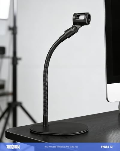 19-Inch Flexible Microphone Gooseneck KN58, 5/8-27 Mic Stand Arm | Long heavy-duty flexible extension tubes arm, 5/8-27 male female threads, for extended mic reach on stands, podiums, desks - size: 19-INCH