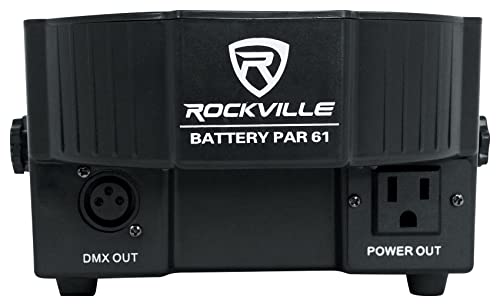 Rockville Battery PAR 61 36W Rechargeable RGBWA+UV DMX Wash Light, 25 Degree Beam, Replaceable Batteries, IR Remote, Sound-Activated, for DJs and Events | 12-18 Hour Battery Life, Stage Lighting, Remote Included, Sound Activated, Strobe, 6/10 DMX Channels