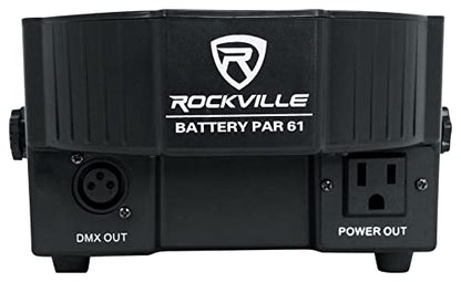 Rockville Battery PAR 61 36W Rechargeable RGBWA+UV DMX Wash Light, 25 Degree Beam, Replaceable Batteries, IR Remote, Sound-Activated, for DJs and Events | 12-18 Hour Battery Life, Stage Lighting, Remote Included, Sound Activated, Strobe, 6/10 DMX Channels