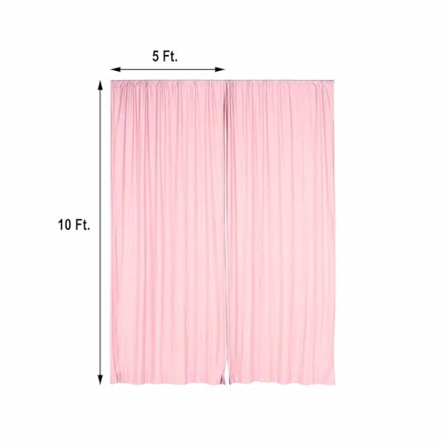 Efavormart 2 Pack 10ft x 10ft Blush Rose Gold Fire Retardant Scuba Backdrop, Luminous Wrinkle-Free Curtain Panels for Bridal Showers and Glamorous Events - color: Blush
