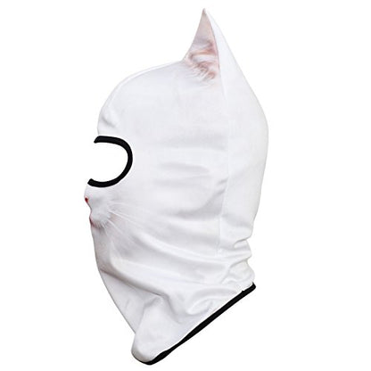 WTACTFUL 3D Animal Ears Balaclava, Breathable Face Mask for Halloween | Stand-Up Ears, Windproof Dustproof, Quick-Dry, No Fade Print, Soft, for Music Festivals Raves Ski Snowboard Moto Party - color: Cat Meb-27