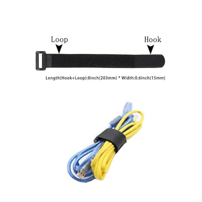 20Pack 8 Inch Reusable Fastening Cable Straps,Small Cinch Straps | Adjustable Multi-Purpose Hook and Loop Straps with Buckle,Nylon Cable Ties,Cord Ties Organized Tidy for Wire Cable Management - size: 8'' x 0.6'' (Black)