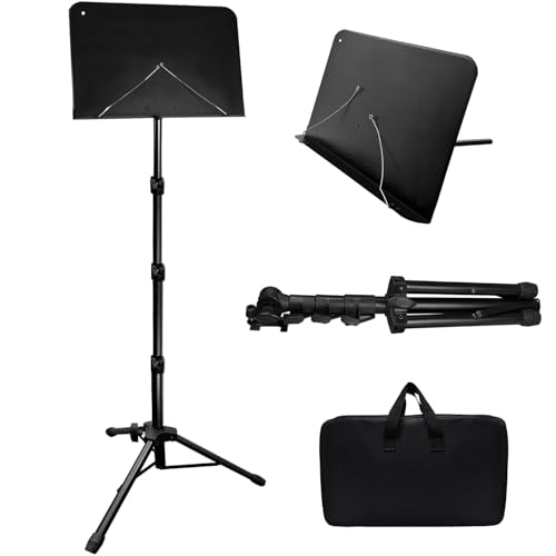 70IN Sheet Music Stand, Tall Music Stand for Sheet Music Height- Adjustable Music Sheet Stand with Carrying Bag for Guitar, Violin, Ukulele (33-70IN-B) - size: 33-70IN-B