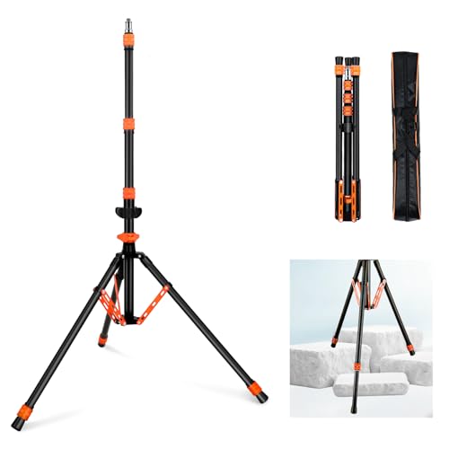 Light Stand Photography, 6.5ft/200cm Removable Center Column Tripod Stand | 2-in-1 Portable Aluminum Tripod Light Stand with Storage Bag & Sandbag, for Video Lighting, Flash, Strobe, Softbox - color: Orange