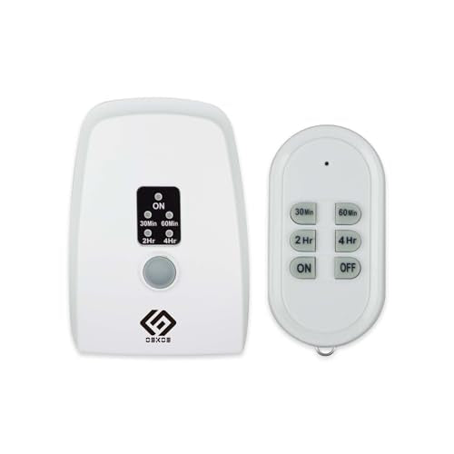 OSKOS Indoor Wireless Remote Control Outlets with Timer ON/Off, 30,60 Mins or 2,4 Hrs., 2 Grounded Outlets, Battery Included, 15A/1/2HP, UL Listed