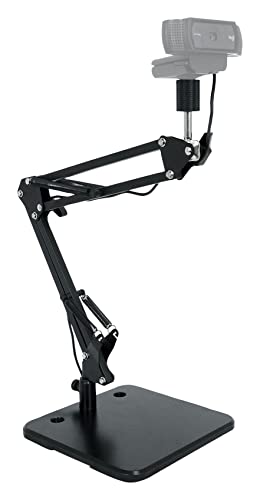 Rockville iSTAND 75 Desktop Boom Arm Mic/iPhone/iPad/Webcam Stand, Black | Steel Weighted Base, 360-Degree Swivel, Condenser Mic Compatible, 5/8" Threading, Podcasting/Studio, Phone/Tablet Holder