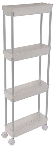 Sooyee 4 Tier Slim Rolling Cart, Utility Storage Cart with Wheels,White - color: White, size: Slim 4 Tier