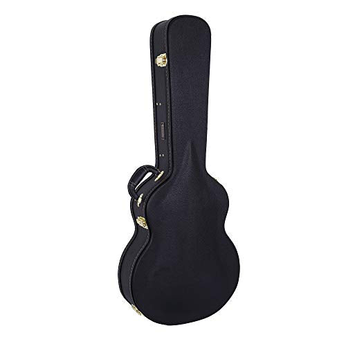 Crossrock Arch-Top Wood Case for OM/Martin 000-14 Fret Guitars, Black (CRW600OMBK) - color: Black, style: Om