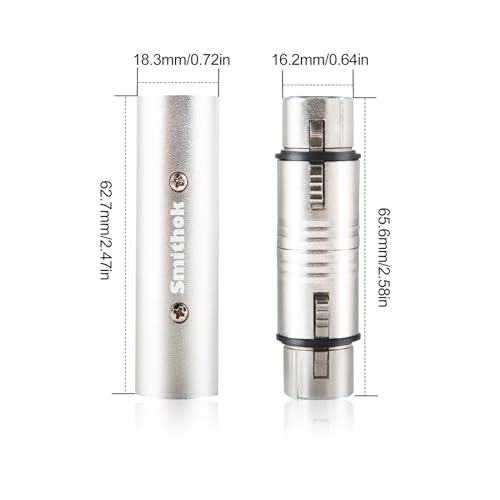 Smithok 4-Pack XLR Gender Connector Kit, 2 Male to Male & 2 Female to Female Couplers, for Mixers, Micphones & Amplifiers