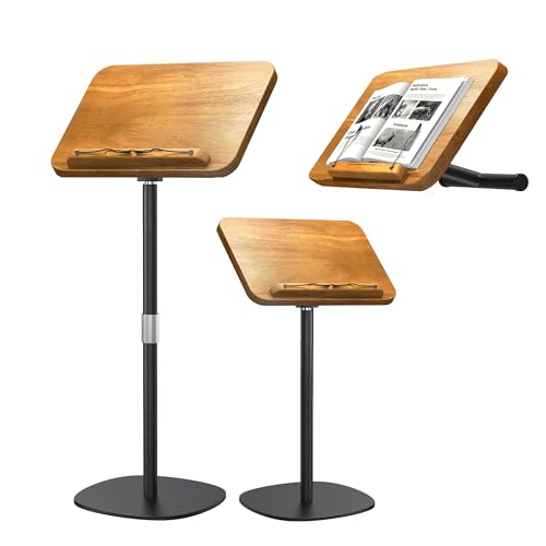 2-in-1 Floor Music Stand & Desktop Book Stand, 16.5"–51" Height Adjustable - color: Rubberwood, size: 11.8" x 16.5"