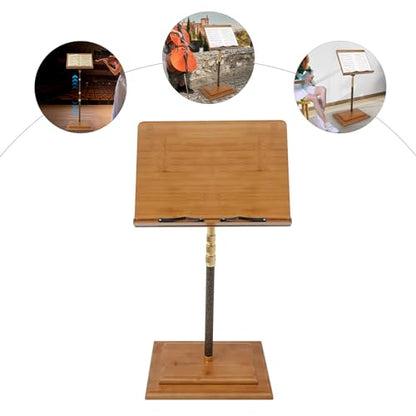 Sheet Music Stand & Desktop Book Stand, Rotatable Music Book Holder Stand,Wooden Portable Sheet Music Table Stand Height Adjustable from 27.5-59in with Book Stand Support, Carrying Bag - color: 27.5-59in