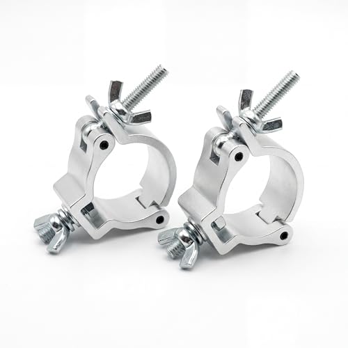 Dual Swivel Truss Clamp 2in Pipe 220lbs 2 Pack | Heavy Duty Lighting Truss Clamp for 4/5 - 2" Pipe, 22-220lbs Premium Aluminum O-Clamp for DJ Stage Lighting Setup - size: Fit for 2inch Pipe-2pcs