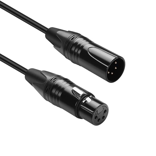 GINTOOYUN DMX Cable 4 Pin Signal XLR Male to Female Wire DMX512 XLR Male to Female Stage Light Signal Cable with Metal Connectors, Connection for Stage & DJ Lighting fixtures(1.8M)