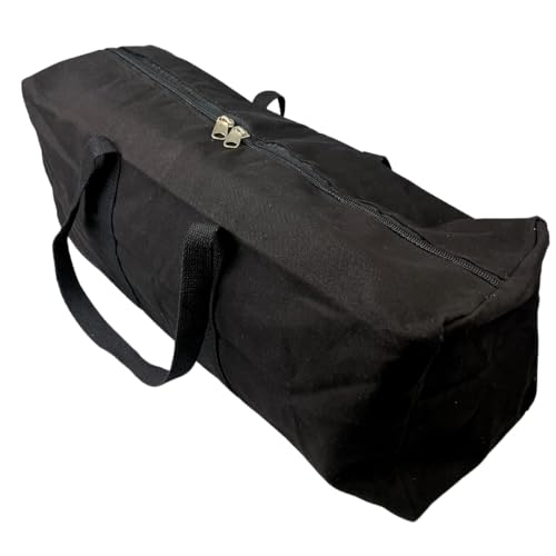 ADROIT Heavy Duty Double Zipper Black Canvas Bag | Sizes 16" 24" 32" 48" 60" | Double-Reinforced Nylon Straps - size: 24"