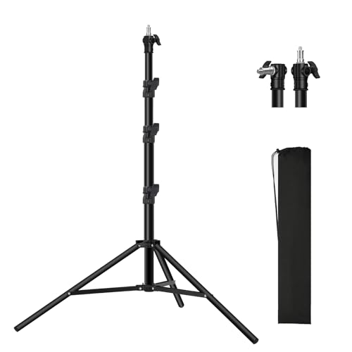 Heavy Duty Light Stand 9.8ft /3m Photography Light Stand with Carry Bag | Metal Adjustable Spring Cushioned 1/4” to 3/8” Universal Screw for Photography LED Video Light, Ring Light, Monolight - color: 1 pack black