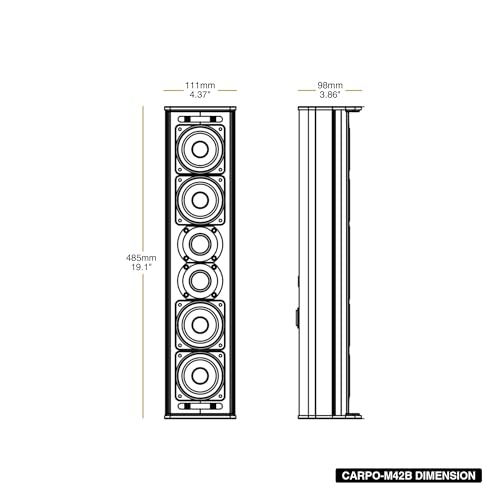Sound Town Weatherproof Compact Aluminum Line Array Column Speaker with Wall Mount Bracket, 4 x 3 Woofers, 2 x 1.2 Dome Tweeters, Black, for Church, Indoor & Outdoor Installation (CARPO-M42B)