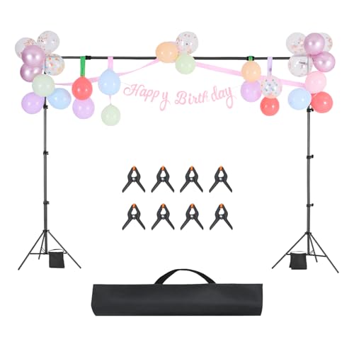 VEVOR Backdrop Stand, 7 x 10 ft Adjustable Photo Backdrop Stand Kit, Portable Background Backdrop Stand with 3 Crossbars, Heavy Duty Projector Screen Stand, for Wedding, Photo Video Studio & Party - size: 7 x 10 Ft
