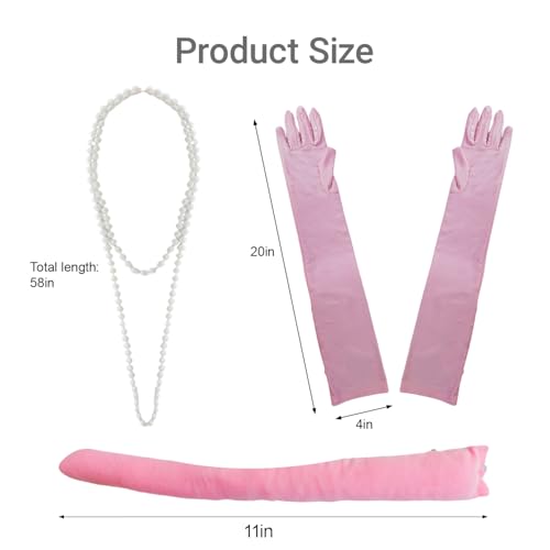 6 Pieces Pig Costume Set Animal Ears Headband with Bow Tie Tail Glove Necklace Halloween Pig Ears Headband Pink Pig Cosplay Set for Cosplay Costume Party Accessories