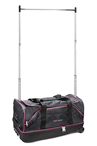 Dance Bag With Garment Rack,Dance Costumes Rolling Garment Bags For Travel,Garment Duffle Bag For Dance Competition, Wheeled Drop-Bottom Upright Luggage Closet Suitcase (28inch-Pink) - color: 28inch-Pink