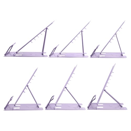 Honagu Book Stand Metal Desk Book Holder, Book Holders for Reading Hands Free, Adjustable Cookbook Documents Holder, Portable Bookstand for Music Books, Textbook, Recipe, Tablet, Ipad (Light Purple) - color: Light Purple