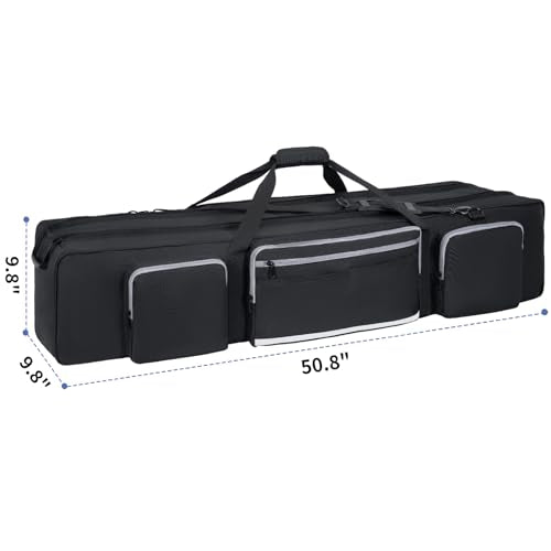 Tripod Carrying Case, 50.8" Heavy Duty Tripod Bag with Padded Divider | Light Stand Bag Dual Zipper Photo Studio Equipment Large Carrying Bag for Tripod, Monopods, Mic Stand, Tent Pole, Boom Stands - size: 50.8 x 9.4 x 9.8 IN