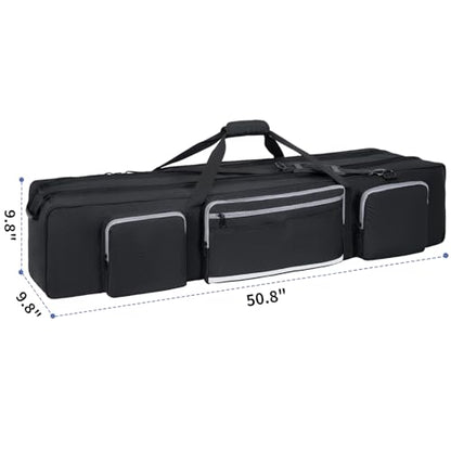 Tripod Carrying Case, 50.8" Heavy Duty Tripod Bag with Padded Divider | Light Stand Bag Dual Zipper Photo Studio Equipment Large Carrying Bag for Tripod, Monopods, Mic Stand, Tent Pole, Boom Stands - size: 50.8 x 9.4 x 9.8 IN