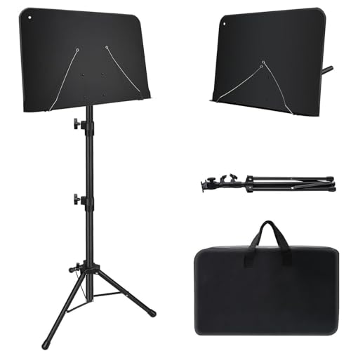 Mdvora 1/2/3 Pack Adjustable Sheet Music Stand, with Carry Bag Clip Holder | for Guitar, Ukulele, and Violin Players - color: 1 pack black, size: Standard Version