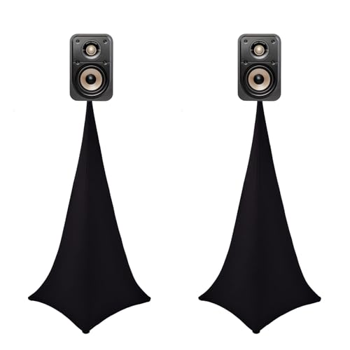 4 Pack Speaker Stand Cover Tripod Scrim, DJ Speaker Stand Scrim Tripod Cover with 360 Degree Coverage (Black-Four Pack) - color: Black-Four Pack