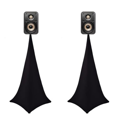 4 Pack Speaker Stand Cover Tripod Scrim, DJ Speaker Stand Scrim Tripod Cover with 360 Degree Coverage (Black-Four Pack) - color: Black-Four Pack