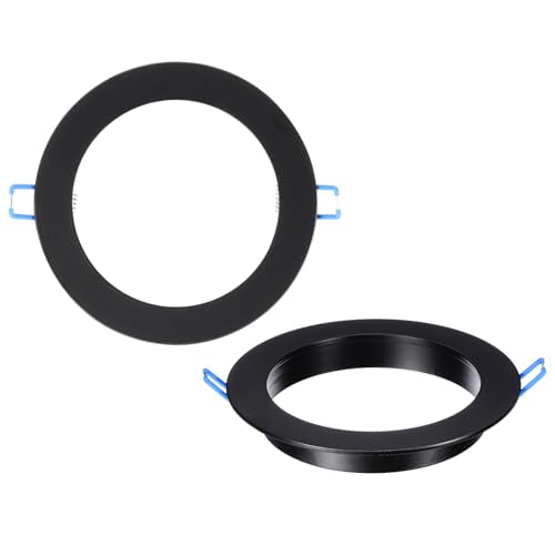 PATIKIL 12W 5.4" OD 4" ID Black Aluminum Alloy Steel Downlight Mounting Bracket Circular Light Cover Light Fixture for Indoor Ceiling Wall Recessed Can Downlight, 2pcs - color: Black, size: 5.4" x 4"