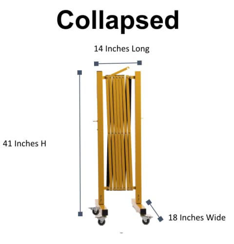 Trafford 11-Ft Expandable Metal Barricade, Mobile Barrier Gate, Red & White | Industrial Retractable Traffic Safety Fence with Locking Casters, Steel Frame and Aluminum Cross Members, Links Together. - size: 11 feet, Red and White