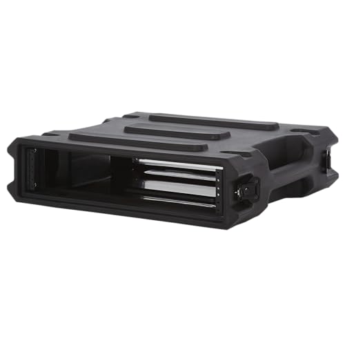 Gator Cases Pro Series 2U Rack Case with Standard 19" Depth, Roto Molded Made in USA (G-PRO-2U-19) | Made in the USA Molded Hard Shell Front & Rear Threaded Rack Rails Side Carry Handles - size: 2U Rack Space, style: Standard - 19" Deep