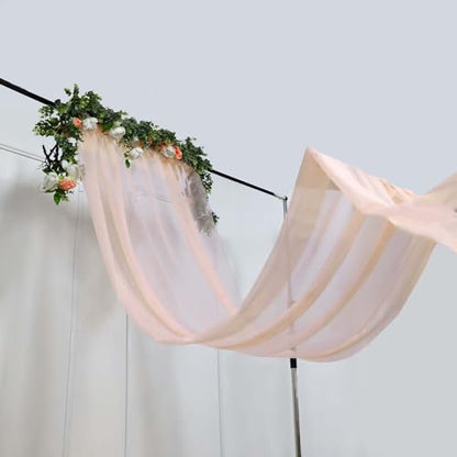 Tableclothsfactory Blush/Rose Gold Sheer Premium Chiffon Curtain Panel Backdrop Drapery with Rod Pockets | 5ft x14ft - color: Blush, size: 5ftx14ft