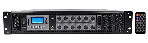 Rockville RCS350-6 350W 6-Zone Stereo 70V Commercial Amplifier Bluetooth | 100V/70V/8 Ohm/4 Ohm, Rack Mount, USB/SD, 3 Mic Inputs, Optical Input, Chime, Zone Volume Controls, 100V Compatible, FM Radio - style: 350w mono